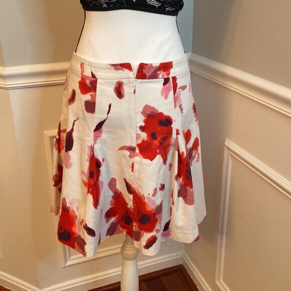 Kenar Watercolor pleated Floral linen Skirt size 12 - Picture 2 of 7